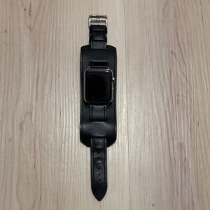 Black Leather Smartwatch Band